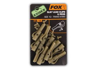 Fox Edges sz 10 slik lead clip + pegs Khaki